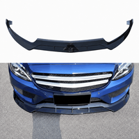 Splitter Bumper Depan Mobil W205 Gloss Black Carbon Fiber Look Spoiler Dagu Depan untuk Mercedes Benz C Class W205 2015-2023