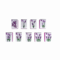 Tuiles de Mahjong Modernes de Luxe Violettes et Blanches 166 Pièces, Mahjong Américain Portable en Acrylique à Motifs Floraux pour le Divertissement
