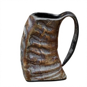 Tasses en corne de buffle modernes de haute qualité, étanches, faites à la main, avec logo gravé, forme naturelle, style antique, cadeau de bière viking - Product Image 3