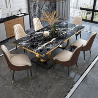 Ensemble de tables à manger modernes avec plateau en pierre frittée effet marbre, mobilier de salle à manger, dropshipping