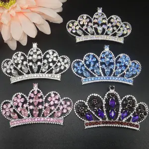 57x31MM Princess Crown AB Rhinestone Button Flat Backs Crystal Tiara Crowns for Bow Embellishment ALRMM042-2