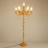 Lampadaire moderne en laiton avec abat-jour en verre cloche à gouttes de cristal, base E26, lumière LED blanc chaud, intensité variable, CRI 90 élevé, usage résidentiel