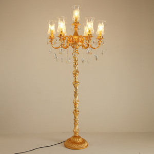 Modern Brass Floor Lamp Crystal Droplets Bell <b>Glass</b> <b>Shades</b> E26 Base LED Warm White <b>Light</b> Dimmable High CRI 90 Residential - Product Image 2