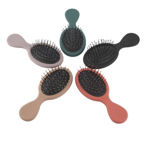 Custom Logo Mini <strong>Plastic</strong> <strong>Elastic</strong> Paint Handle Paddle Massage <strong>Comb</strong> Oval Soft Nylon Teeth Kids Detangling Hair Brush - Product Image 1