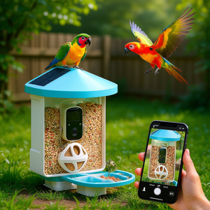 Comedero para Pájaros Inteligente con Cámara Solar Db Wholesale, Video HD 1080p, Impermeable, Montaje Colgante, Paneles Solares Dobles, Azul - Product Image 2