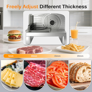 Rebanadora Eléctrica Transparente para Carne con <span class=keywords><strong>Carcasa</strong></span> Plateada, Grosor Ajustable de 0-20mm, Cortadora de Alimentos Doméstica para Pan, Carne y Queso - Product Image 2