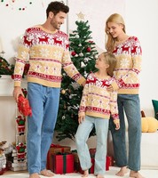 Vente en gros de pulls jacquard pour femmes, enfants et couples, 12 modèles, Noël, rennes, Père Noël, décontractés, assortis pour la famille