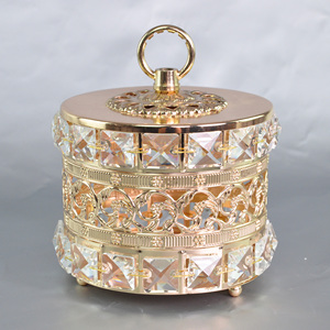 Boîtes à bijoux en cristal de verre rond en métal Feyarl, boîtes à bijoux ornées - Product Image 5