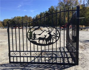 Vente flash Porte de jardin en fer forgé, Entrée de villa européenne, Galvanisé antirouille, Taille personnalisée, Direct usine - Product Image 6