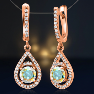 Pendientes Colgantes de Plata de Ley 925 Chapados en Oro Rosa con Circonita Blanca y Topacio Místico Mercurio para Mujer, Regalo para Bodas y Fiestas - Product Image 2