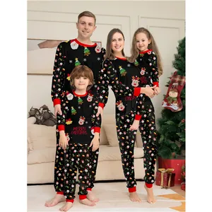 Set piyama Natal cocok untuk keluarga pakaian tidur anak dewasa Pjs motif Santa 2024 untuk anak laki-laki perempuan ayah ibu + pakaian anjing