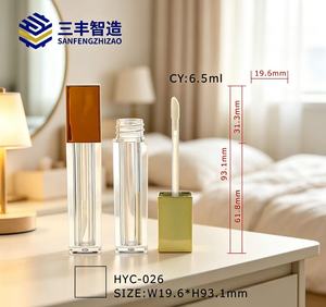 Sanfengzhizao - Tubo Cuadrado de PETG para Brillo Labial de 6.5 ml con Tapa de Rosca y Aplicador HYC-026 - Product Image 3