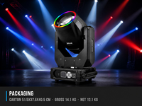 Mini projecteur à tête mobile haute luminosité 295W avec effet anneau pour éclairage de bar DJ