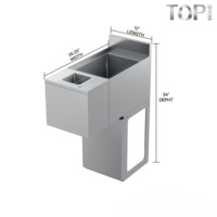 Évier de lavage des mains en acier inoxydable 304/430 poli, résistant à la corrosion, avec robinet autoportant et rince-verre, usage commercial 5
