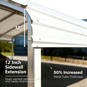 Abri de voiture en métal extra large et robuste avec toit vertical, protection contre toutes les intempéries, abri en acier galvanisé, personnalisable - Product Image 2