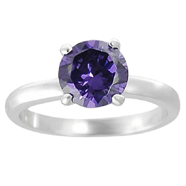 Coréen Bijoux Améthyste Violet Couleur cz Pierre Bague Pas Cher Prix