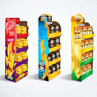 Étagères de présentation de supermarché en carton pliables, écologiques et modernes, personnalisées pour les en-cas et les chips