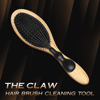 Peigne de massage portable en plastique noir et rose, brosse nettoyante pour cheveux, dissolvant de poils, avec logo personnalisé