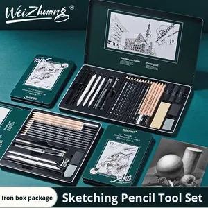 Juego de Lápices de <span class=keywords><strong>Dibujo</strong></span> para Principiantes, Lápices de Carbón Suaves y Duros, Juego Completo de Lápices Artísticos para <span class=keywords><strong>Dibujo</strong></span>, Estuche de Lápices - Product Image 3