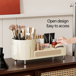 Hot selldesktop mỹ phẩm Organizer nhựa <span class=keywords><strong>container</strong></span> 360 độ xoay trang điểm bàn chải lưu trữ chủ - Product Image 3