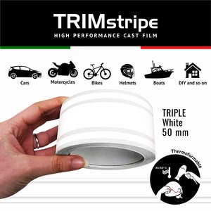 Strisce adesive bianche a 3 fili per auto 50 MM X 10 MT attrezzature per la riparazione del corpo - Product Image 1