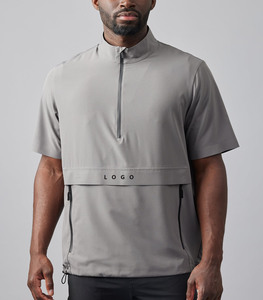 Chemise de golf coupe-vent de haute qualité pour homme, manches courtes, col zippé, légère, extensible, résistante à l'eau, personnalisable, à capuche, sans coutures - Product Image 3
