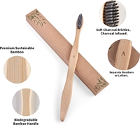 Brosse à dents 100% naturelle biodégradable en gros, douce, moyenne, au charbon de bois, pour enfants, maison, hôtel, voyage, avec manche personnalisable