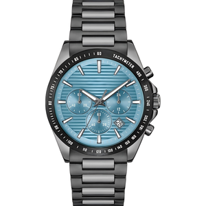 Reloj Deportivo Mecánico de Lujo para Hombre, Manecillas Luminosas Azules, Acero Inoxidable Negro, Resistente al Agua, con Indicador de Semana - Product Image 1