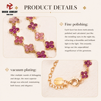 Colliers trèfle multicolores en cristal, breloques en acier inoxydable plaqué or 18 carats PVD, collier tennis arc-en-ciel, bijoux de mode pour femmes