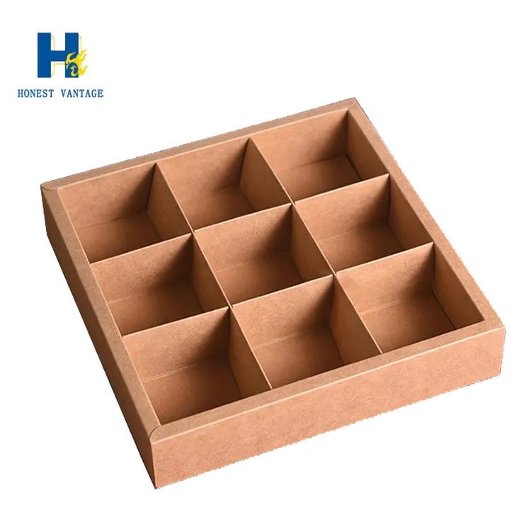 Manufacturer 2*3-Slot Brown Kraft Paper Gift Boxes With Lid Packaging With 3*3-Slot Divider Insert Drawer Custom Type Kraft Box