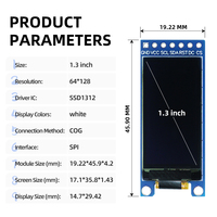 Layar OLED Putih GoldenMorning 1,3 Inci ME64128-03, IC SSD1312, Resolusi 64x128, Antarmuka SPI, Konektor 7Pin