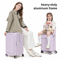 Valise à roulettes pour enfants de 20 pouces, coque rigide en PC durable + cadre en aluminium avec siège, grande capacité, bagage essentiel pour les voyages en famille