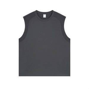 Camiseta sin mangas para hombre, mezcla de algodón y poliéster en blanco teñido simple, ropa deportiva de secado rápido - Product Image 1