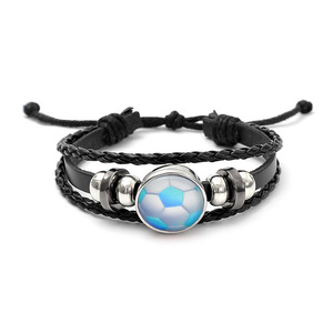 Popular Balls Teams Fans Leather Wristbands Customized Logo Pattern Soccer <b>Beads</b> <b>Bracelets</b>/Bangles Gifts Wholesale - Product Image 6