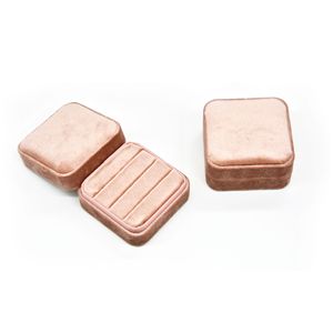 PENOBON Moderne Élégant PVC Velours Anneau Boucle D'oreille Organisateur Boîte Quadrilatère Bijoux Emballage 9x9x5cm pour Stockage Anneaux Colliers - Product Image 1