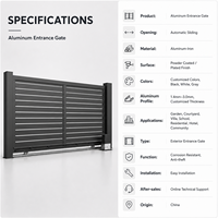 Portail coulissant automatique moderne en aluminium, portail d'entrée personnalisé pour villa, clôture de sécurité résidentielle