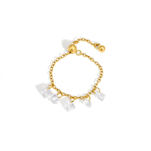 Anello Elegante J&D Design Originale con Zirconi Cubici, Placcato Oro 18K in Acciaio Inossidabile, Forma Rotonda o Quadrata, Regolabile con Cordoncino - Product Image 5