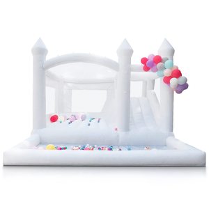 White Bounce Castle White Bounce House con tobogán y foso de bolas para niños y <span class=keywords><strong>adultos</strong></span> para decoración de <span class=keywords><strong>cumpleaños</strong></span>, fiesta, <span class=keywords><strong>alquiler</strong></span> de negocios - Product Image 1