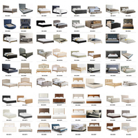 Cadre de lit capitonné de style provincial français en lin et chêne patiné, tailles Queen et King, pour chambre d'hôtel, vente en gros, OEM, sur mesure