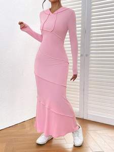 2026 New European and American Women's Slim Fit Bag Hip Hooded <b>Long</b> Sleeved Fishtail <b>Skirt</b> Casual Temperament Dress - Product Image 2