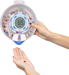 Organisateur de médicaments rond pour 7 jours, organiseur de pilules quotidien avec fonction AM/PM pour usage en clinique et à l'hôpital, version Ble/Wifi/Gsm - Product Image 1