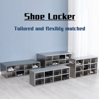 Armoire à chaussures d'atelier en acier inoxydable, surface lisse sans bavure, compartiments verrouillables