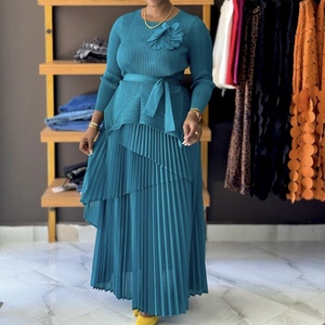 Conjunto de 2 Piezas para Mujer, Falda con Dobladillo Irregular de Color Sólido y Manga Larga con Cuello Redondo, a la Moda - Product Image 3