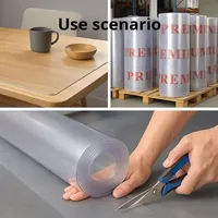 Tapis de table en verre souple transparent, verre anti-brûlure, panneau en cristal de film souple en PVC, rouleau entier, peut être coupé