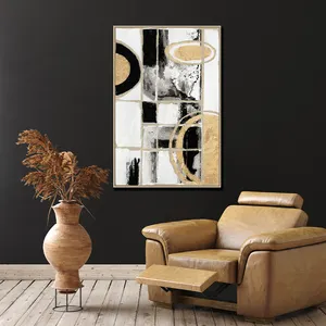 Золотой Настенный декор, черный холст, картина для гостиной, Большая линия, картина маслом, абстрактные картины для спальни, дома, офиса