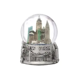 Customize Resin Christmas Snow Globe With Building Inside Water Ball