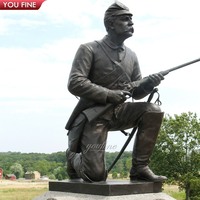 Sculpture de guerrier en bronze grandeur nature pour jardin extérieur, statue d'armée de Stalin