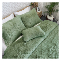Ensemble de couette en fausse fourrure duveteuse, nouveauté, luxe d'hiver, super doux, vert Olive