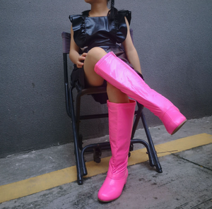 Bottes hautes pour enfants en cuir verni de couleur personnalisée, bottes longues pour filles - Product Image 6