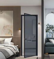 Portes en verre en alliage d'aluminium modernes sur mesure, étanches, à joint étanche, surface finie, pour intérieur de villa, hôtel, chambre postmoderne